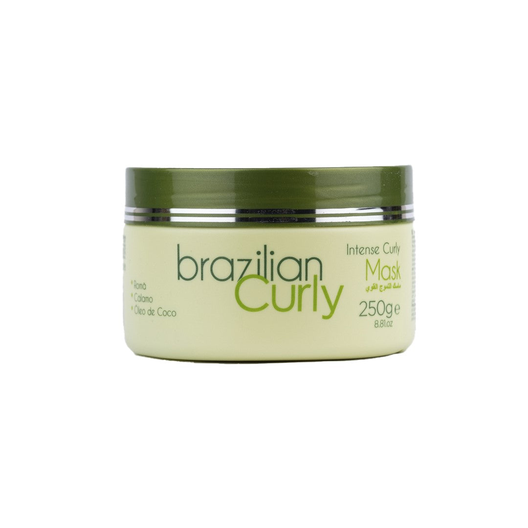 INTENSE CURLY MASK 250gr Mascarilla hidratante y nutritiva, especial para el cabello rizado su formula contiene Aceite de Coco, Jojoba, Mirra, Oliva, Canela, Cálamo y Extractos de Jaborandi, Jengibre, Guaraná, Café y Granada, tiene propiedades emolientes, atribuye levedad, movimiento y brillo al cabello.